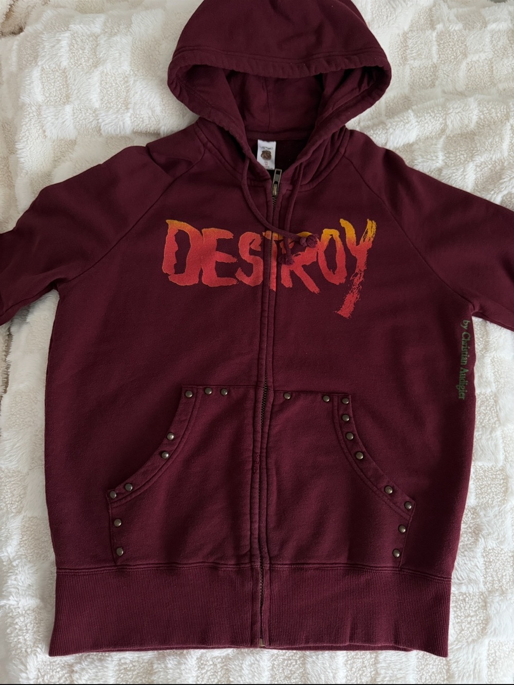 Christian Audigier Ed Hardy “Punks Not Dead Hooded Sweatshirt Size M “READ” - Picture 6 of 14